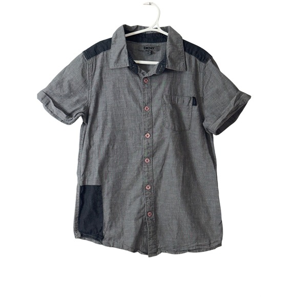 Dkny Other - DKNY Boys Grey Chambray Short-Sleeve Button-Up Shirt Size 8 (S)